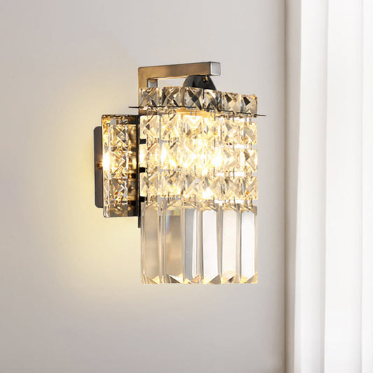 Koadclo | Rectangular Crystal Wall Sconce - Chrome with Crystal Rod Draping