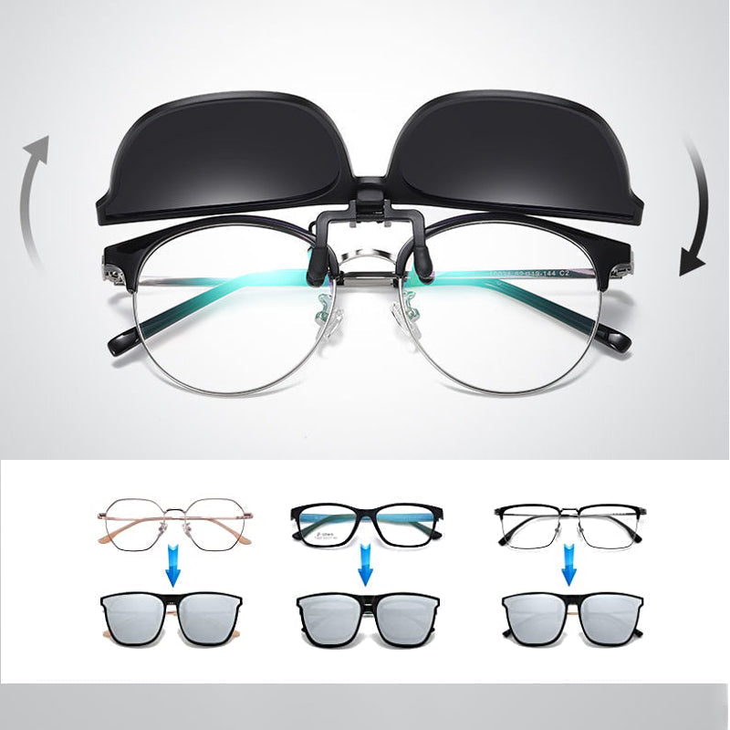 Amtn Club | New Polarized Clip-On Folding Sunglasses – Over Glasses Flip-Up Lens
