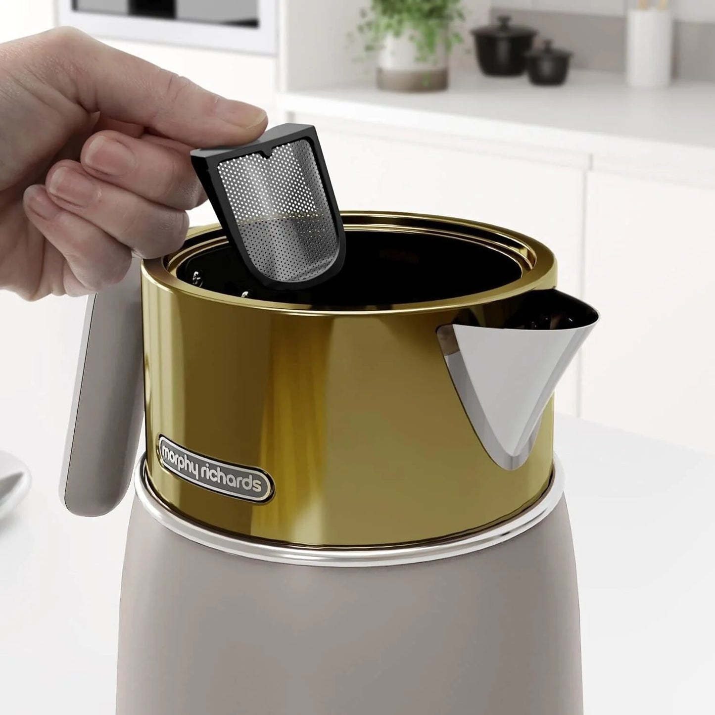 Morphy Richards Gold Signature Opulent Jug Kettle & 4 Slice Toaster Set