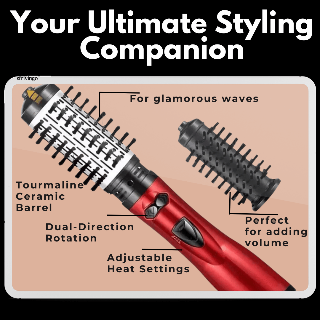 Amtn Club | 3-in-1 Rotating Hair Dryer and Styler – Adjustable Temperature for Effortless Curls and Waves