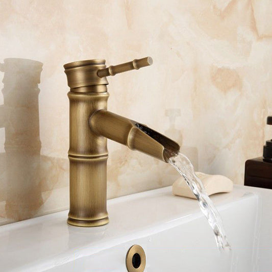 Koadclo | Farmhouse Brass Bathroom Faucet - Single Hole with Lever Handle