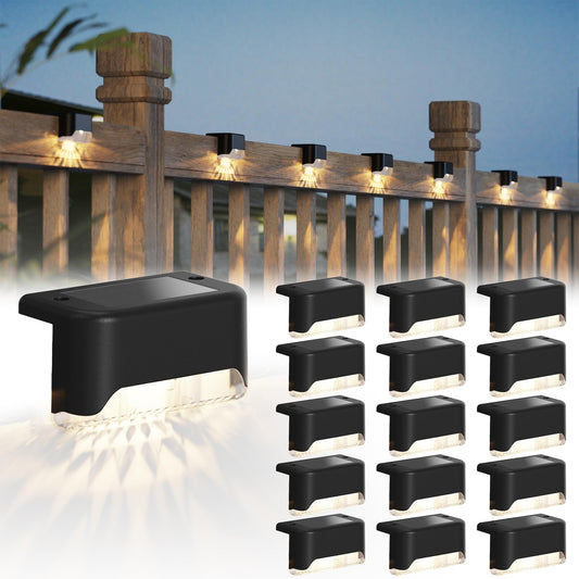 Koadclo | 16 Pack Solar Deck Light – Weatherproof LED Fence Light for Garden & Terrace, Black