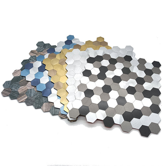 Koadclo | Modern Peel & Stick Metal Mosaic Tile - Hexagon & Subway Options