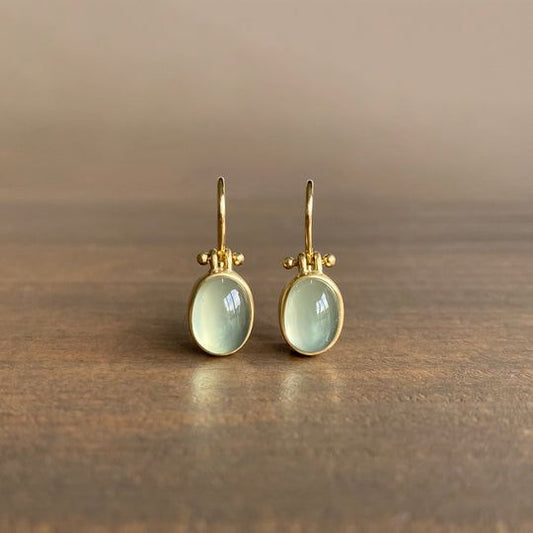 Koadclo | Vintage Earrings with Green Moonstone – Elina Elegant Gemstone Jewelry