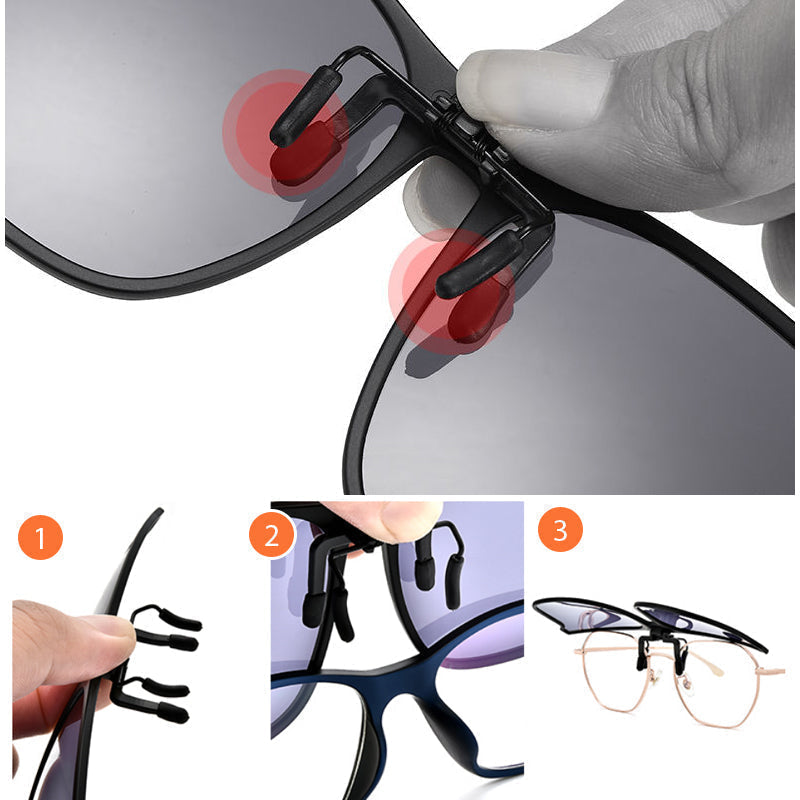 Amtn Club | New Polarized Clip-On Folding Sunglasses – Over Glasses Flip-Up Lens
