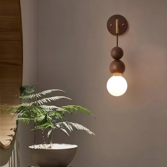 Koadclo | GlowHaven - Walnut & Brass Accent Wall Light