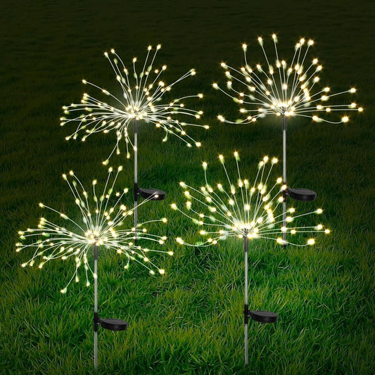 Koadclo | 4-Piece Solar Firework Garden Lights – Weatherproof LED Decorative Stakes for Garden & Patio