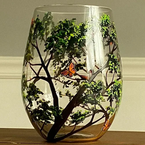 koadclo | Hand Painted Four Seasons Tree Wine Glasses – Unique Art Crystal Stemware Set