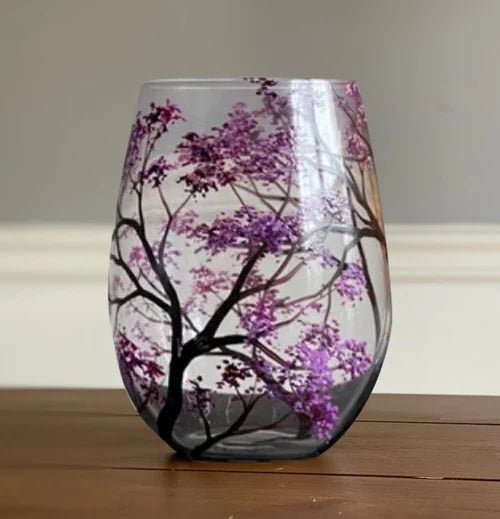 Amtn Club | Hand Painted Four Seasons Tree Wine Glasses – Unique Art Crystal Stemware Set