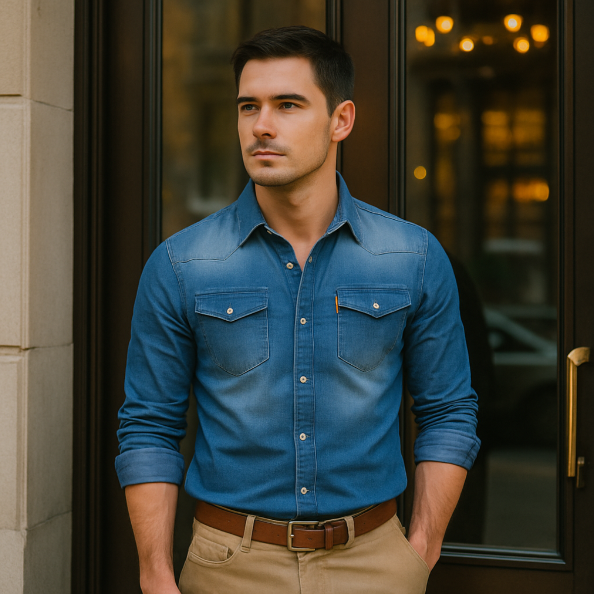 Ashlin | Men’s Denim Casual Shirt