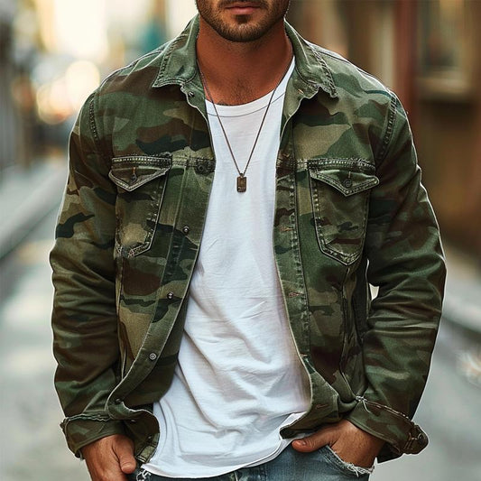 Camouflage | Men’s Retro Canvas Lapel Jacket