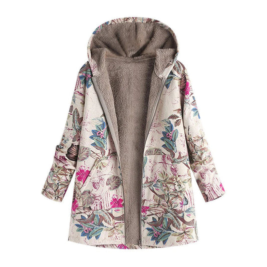 Casandra | Women’s Winter Floral Coat with Hood