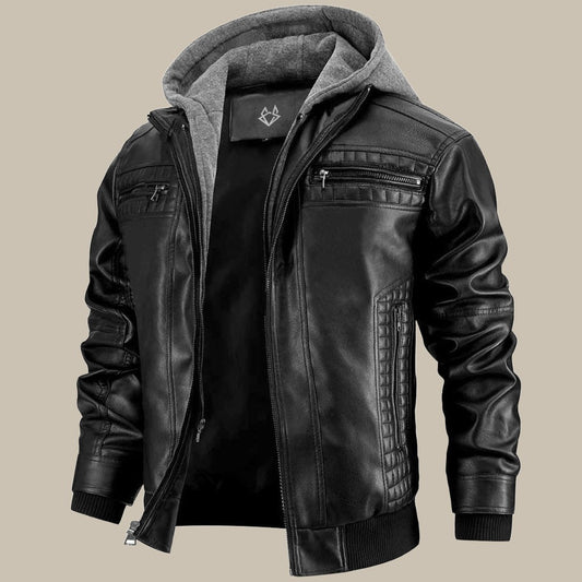 Daan | Men’s Hooded Leather-Style Jacket