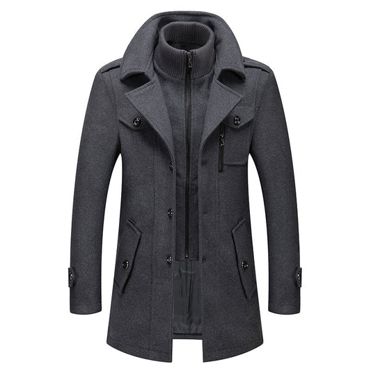Edric | Men’s Wool Coat with Stand Collar