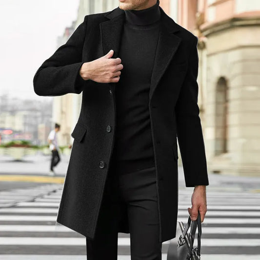 Eduardo | Men’s Elegant Wool-Blend Overcoat
