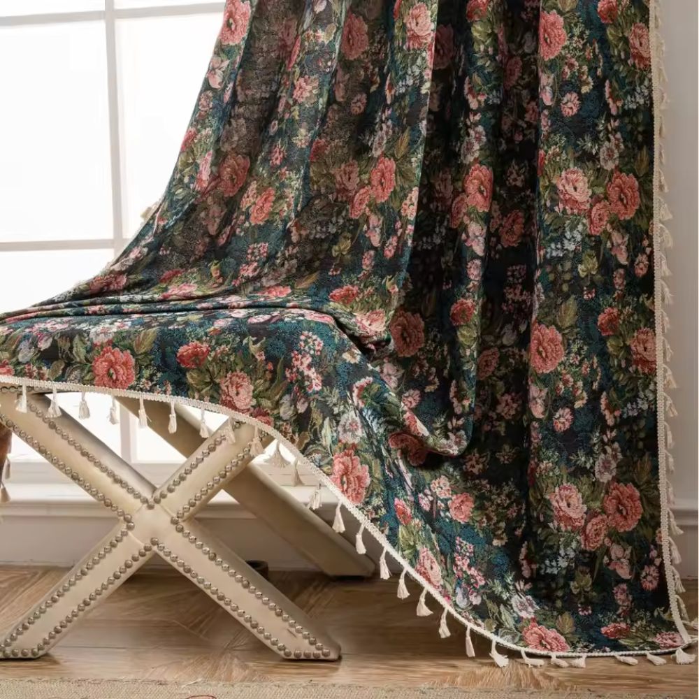 Koadclo | French Vintage Floral Pattern Curtain