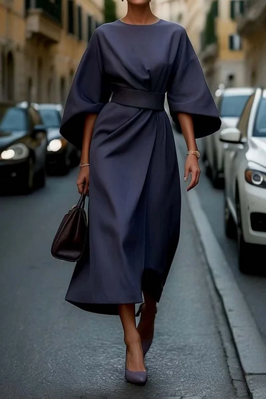 Grace | Women’s Elegant Lantern Sleeve Belted Dress