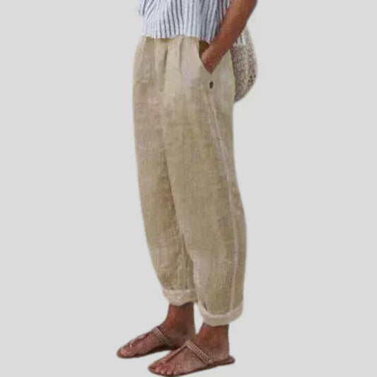 Jemaima | Women’s Soft Line Linen-Cotton Pants with Side Pockets