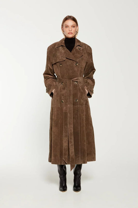 Josefina | Women’s Elegant Suede Trench Coat