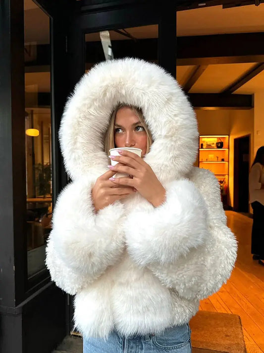 LUNARA | Oversized Hooded Faux Fur Coat for Winter Styling