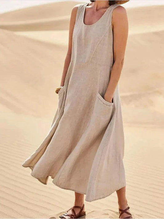 Melody | Women’s 100% Linen A-Line Pinafore Dress