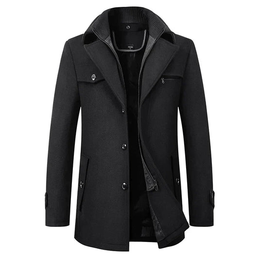 Mikael | Men’s Elegant Winter Long Button Overcoat