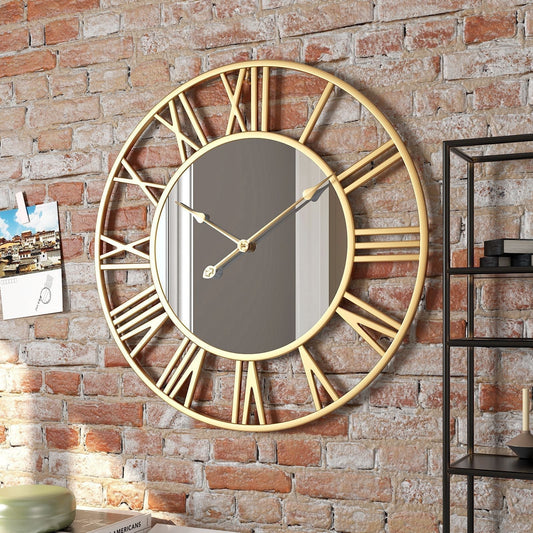 Koadclo | Metal Vintage Large Size Wall Clock with Mirror - 39cm