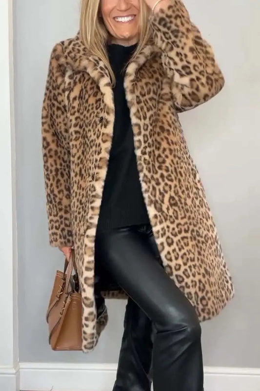 Rochelle | Women’s Leopard Print Faux Fur Coat