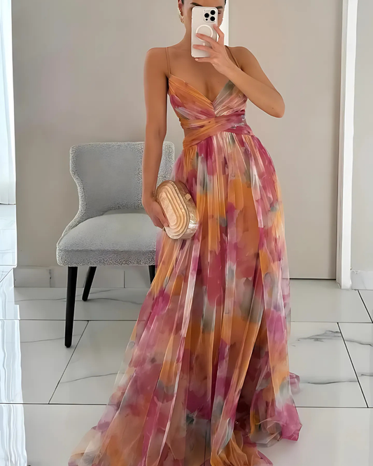 Rosina | Women’s Elegant Floral Maxi Dress with Spaghetti Straps