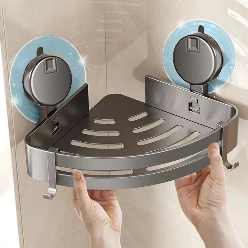koadclo | No-Drill Suction Powered Corner Bathroom Organizer – Space-Saving Shower Storage Rack