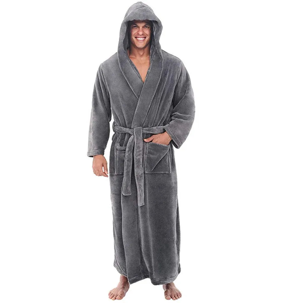 Amtn Club | HoodedChill – Cozy Bathrobe for Men – Soft Cotton Robe with Hood