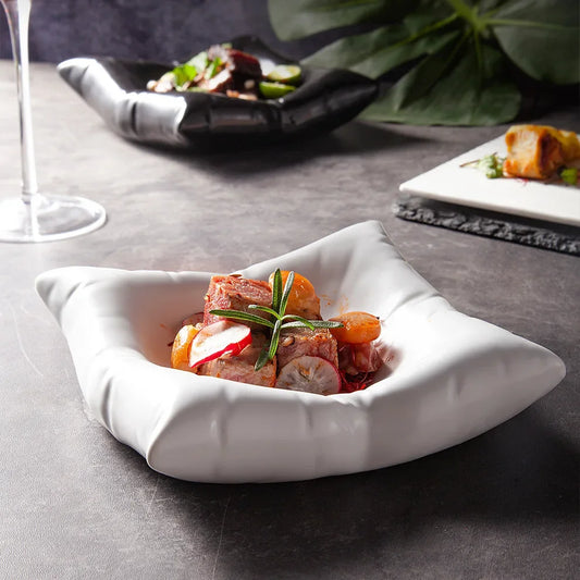 Koadclo | Ceramic Artistic Pillow Shape Food Plate