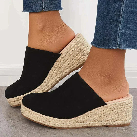 koadclo | Wedge Sandals - Suede Slip On for Women