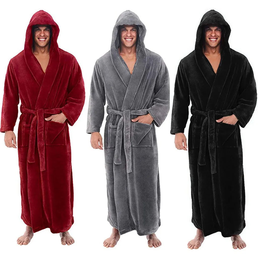 Amtn Club | HoodedChill – Cozy Bathrobe for Men – Soft Cotton Robe with Hood