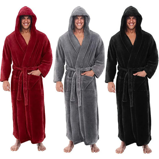 Amtn Club | HoodedChill – Cozy Bathrobe for Men – Soft Cotton Robe with Hood