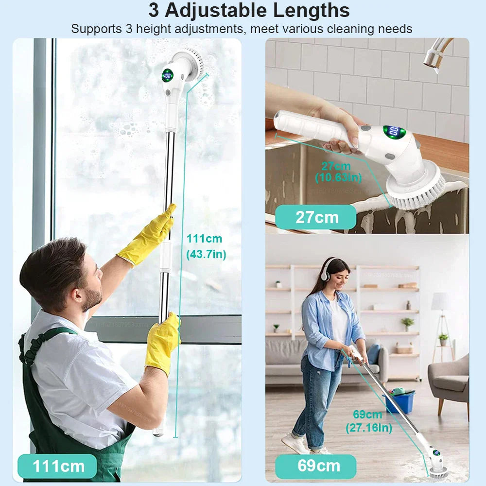 Koadclo | 8-in-1 Multifunctional Electric Cleaning Brush – Wireless & Rotating for Bathroom, Kitchen & Windows