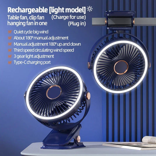 Koadclo | Multi-Angle Outdoor Clip-On Rechargeable Cooling Fan