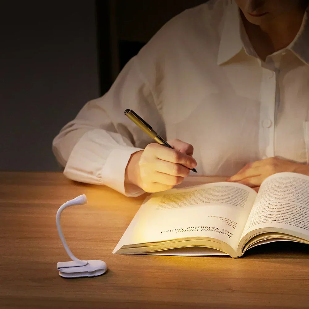 Koadclo | Mini Book Light - Portable Clip-On Night Light with USB Charging, Dimmable LED