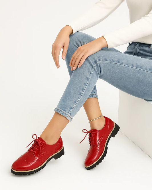 Solenya | Women’s Shiny Casual Lace-Up Shoes