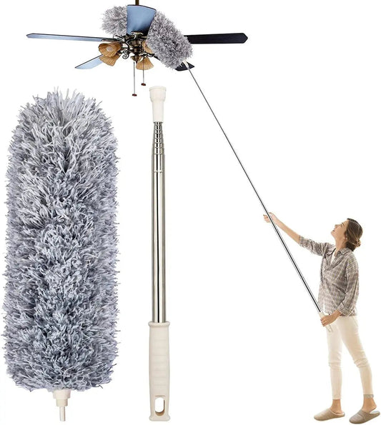 Koadclo | Telescopic Dust Duster with Extra Long Microfiber Head – Includes 3 Free Replacement Cleaning Heads