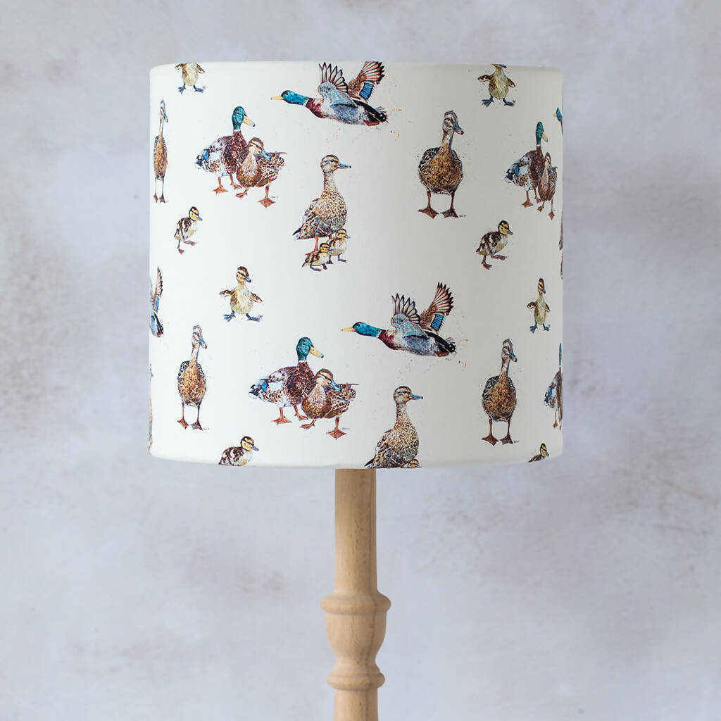 Emian| Ducks and Ducklings Canvas Lampshade in Cream