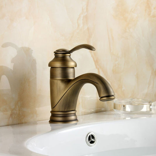 koadclo | Antique Brass Bathroom Faucet – Vintage Sink Mixer Tap with Cross Handles