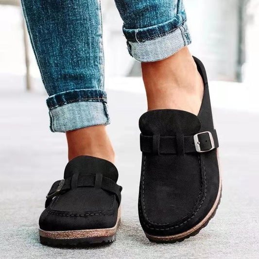 Gyrelle | Women’s Mule Sandals – Buckle Strap & Low Heel Slip‑On