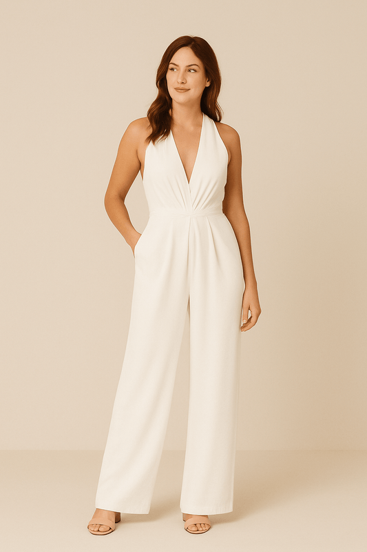 Gravelle | Women’s Sleeveless Jumpsuit – Deep V‑Neck & Wide‑Leg Elegant Fit
