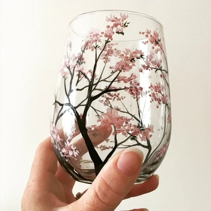 Amtn Club | Hand Painted Four Seasons Tree Wine Glasses – Unique Art Crystal Stemware Set
