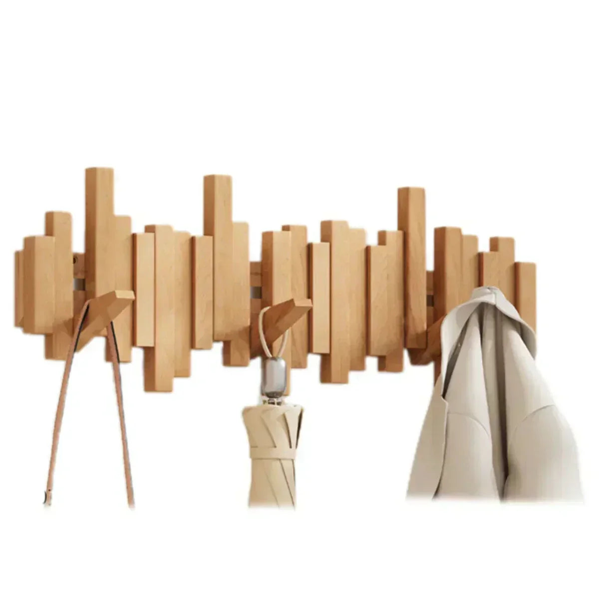 Koadclo | Piano Wood Wall Cladding – Elegant Entryway Organizer with Hooks