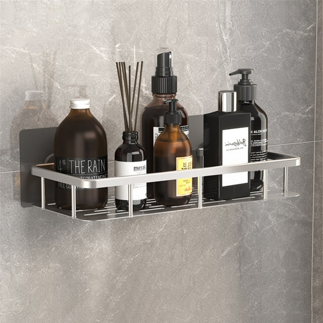 Amtn Club | Metal Suction Cup Bathroom Shelves – No-Drill Rustproof Storage Rack for Shower