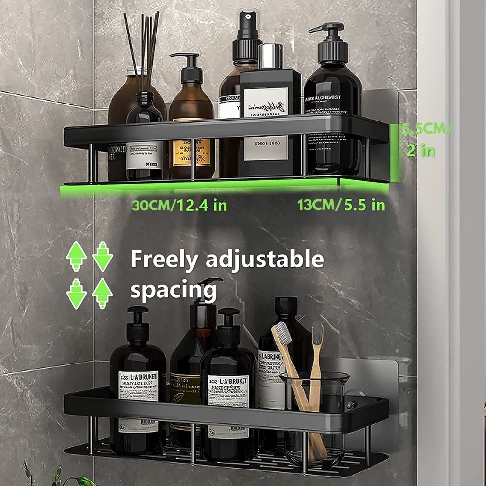 Amtn Club | Metal Suction Cup Bathroom Shelves – No-Drill Rustproof Storage Rack for Shower