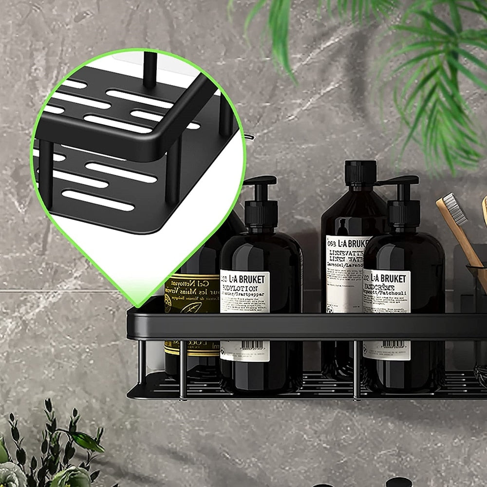 Amtn Club | Metal Suction Cup Bathroom Shelves – No-Drill Rustproof Storage Rack for Shower
