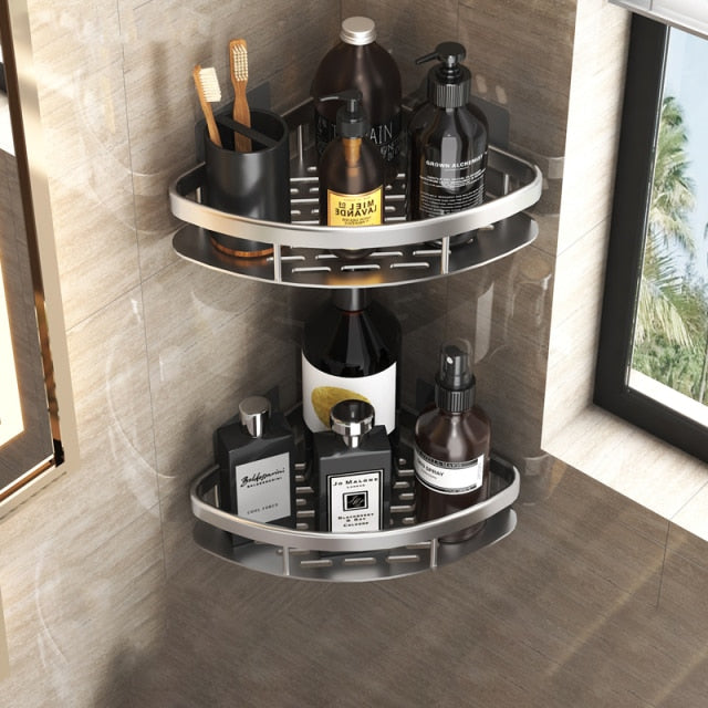 Amtn Club | Metal Suction Cup Bathroom Shelves – No-Drill Rustproof Storage Rack for Shower